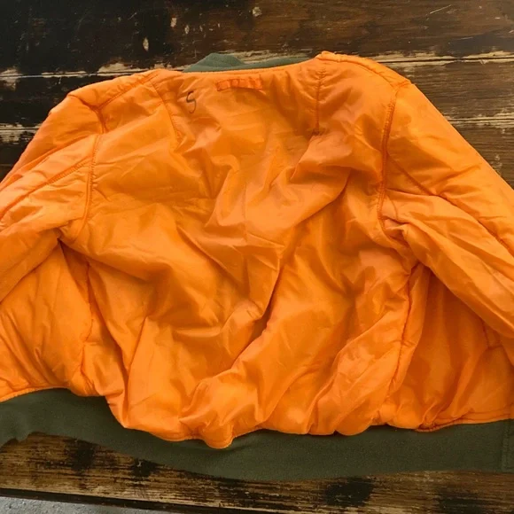 Alpha Industries Green Zip Top Gun Flight Bomber Jacket MA-1 Patches Youth L - Picture 12 of 16